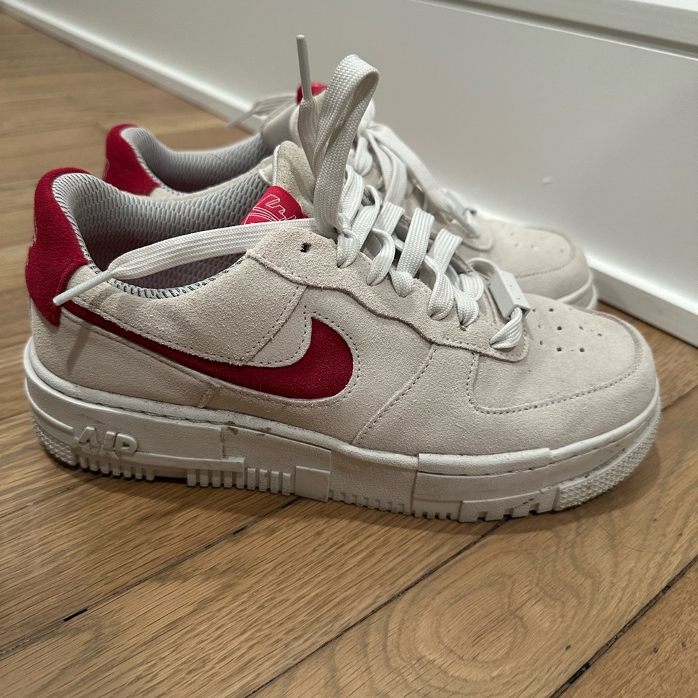 Nike Air White and burgundy/pink Sneakers